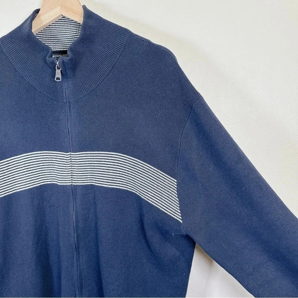 Banana Republic Navy Full Zip Horizontal Stripe Sweater Cardigan - Picture 4 of 14